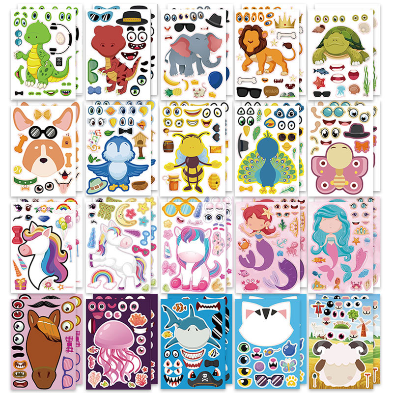 12/24 Sheets Make a Face Stick - Zoo Party Games ulasan dan harga