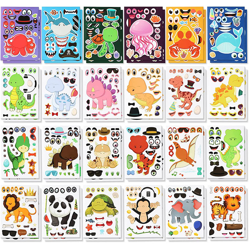 12/24 Sheets Make a Face Stick - Zoo Party Games ulasan dan harga